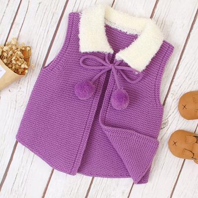 China Autumn Turn-Down Collar Sleeveless 100% Spring Anti-Shrink Acrylic Kids Kids Toddler Knitted Sweater Vest Newborn Baby Cardigans for sale