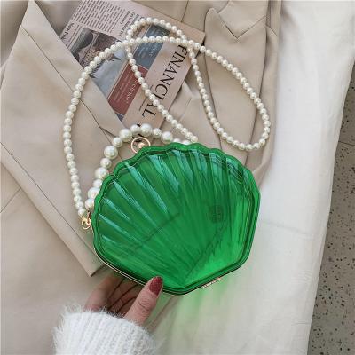 China 2022 Fashion Women's Bag Fashionable Texture Pearl Style Transparent Women's Shell Box Bag Western Retro News Cross - Body Shoulder for sale