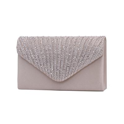 China 2022 Factory High Quality Satin Color Diamond Envelope Flag Square Evening Clutch Bags For Women for sale