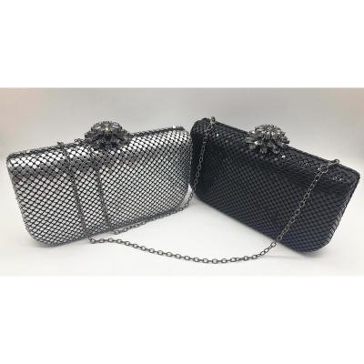 China Aluminum Chic Design Handmade Black Silver Party Gift Bags Evening Clutch Bag Lady Clutch Evening Bags for sale