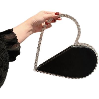 China Factory wholesale Rhinestone/pu diamonds love heart shape bag women shoulder evening clutch bag design luxury clutch purses for sale