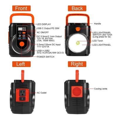 China 100W Solar Portable Power Station Battery 110V 220V Generator For Outdoor Camping for sale