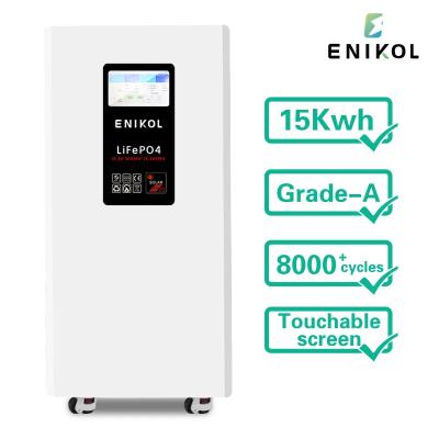 China 15KW Wall Mounted Floor Standing Home Energy Storage Battery Bank 300AH 51.2V With Wheels for sale