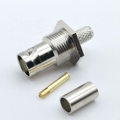 China RF Coaxial RF Bulkhead Crimp RG59 BNC Female Connector for sale