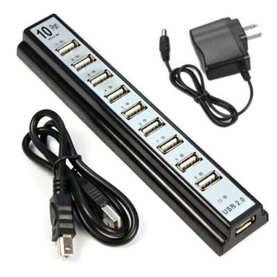 China USB 2.0 Hi-Speed ​​480Mbps 10 Ports USB Hub + Power Adapter For PC Notebook Laptop With Retail Package 60661601741 for sale