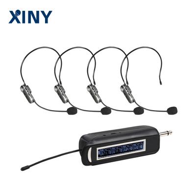 China Professional UHF Wireless Microphone Xiny Teachers Headset 4 Channel MIC Professional Wireless Microphone Headset Best for sale