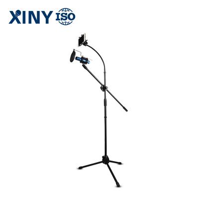 China Metal + ABS Portable Adjustable Microphone Stand Live K Song Microphones Floor Stand For Perfromace for sale