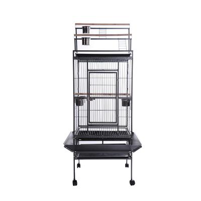 China High Quality Home Style Stocked Metal Parrot Cage Professional Detachable Villa Large Black Luxury Parrot Cage for sale