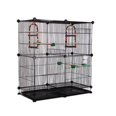 China Fashion High Quality Square Black Metal Stocked Luxury Large Bird Cage for sale