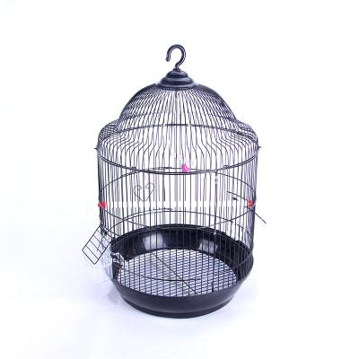 China Myna Bird Cage Bird Nest Metal Breathable Medium Black Thrush Pearl Parrot Cylindrical Bird Cage for sale