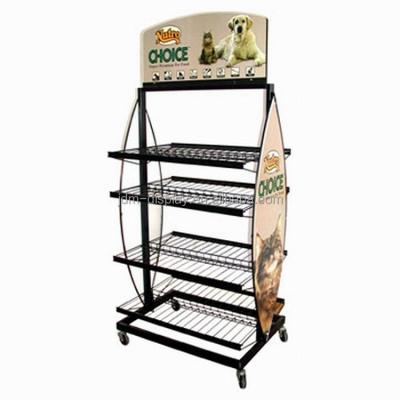 China Customized Pet Food Display Rack Shelf Store Shelves Metal Display Stand Probiotics Bags Metal Display Rack for sale