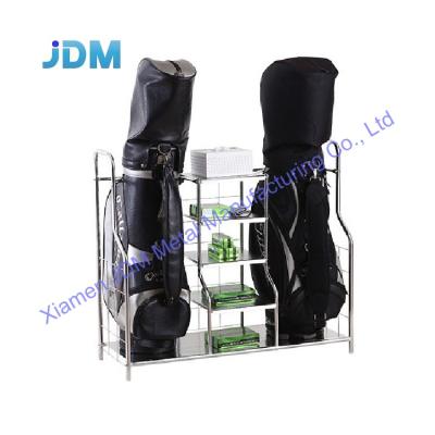 China Corrosion Protection Customized PVC Golf Bag Shelf Hotsale Powder Coated Steel Golf Bag Storage Display Rack Accessories Coating Rack for sale