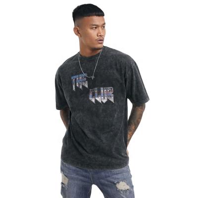 China Mens Logo Vintage Black Box Custom Streetwear Distressed Fit T-Shirt Anti Shrink for sale