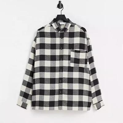 China Custom Made High Quality Men's Flannel Shirt Anti-pilling Flannel Shirt Fashionable Stylish Grid Super Oversized for sale