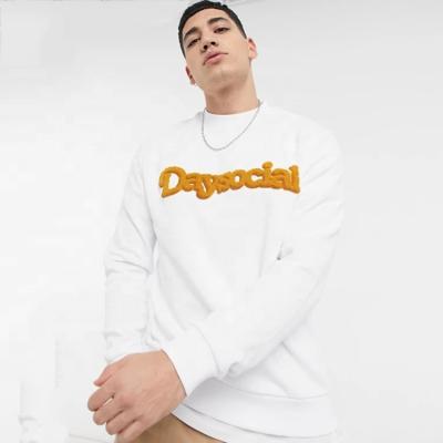 China Custom embroidery mens fashion crewneck anti-shrink streetwear long sleeve chenille toweling sweatshirts for sale