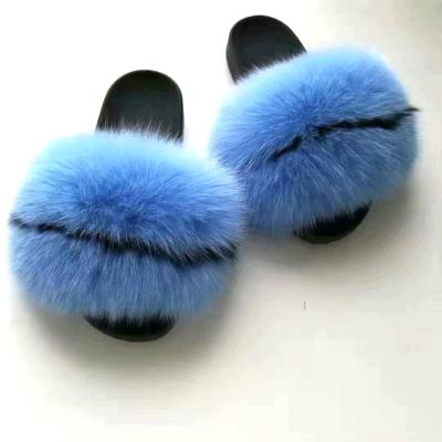 China 2021 Summer Size 6-12 Raccoon Hair Fashion British Wholesale Lady Fur Slippers Fur Slippers Comfortable and Fox Hair Damping for sale