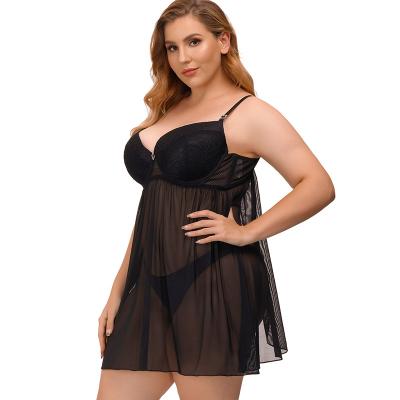 China YiYun High Quality Women Transparent Plus Size Lace And Net Girls Sleepwear Summer Sleepwear Pajamas Designer Gauze Dress Plus Size Girls for sale