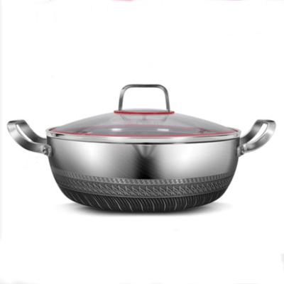 China Sustainable Stainless Steel Hybrid Frying Pan With Lid Stick Non Saute Pan Easy To Clean Perfect For Braising for sale