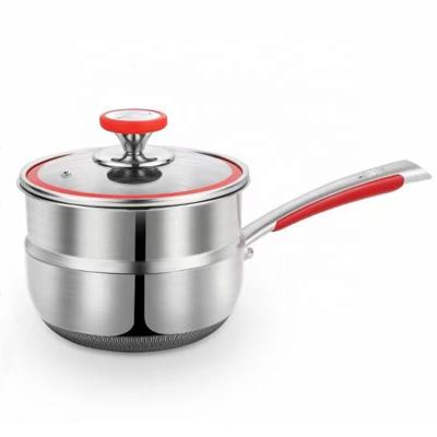 China Sustainable stainless steel sauce pan with lid, multi-purpose pots with steamer basket, small pot for cooking for sale