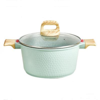 China Sustainable Die Cast Aluminum Casserole With Lid Cooking 24cm Induction Safe Non Stick Stock Pot Soup Pot for sale