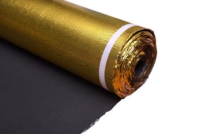 China 3mm Thickness 110kg/M3 Comfort Step Gold Foam Underlay For Laminate Flooring for sale