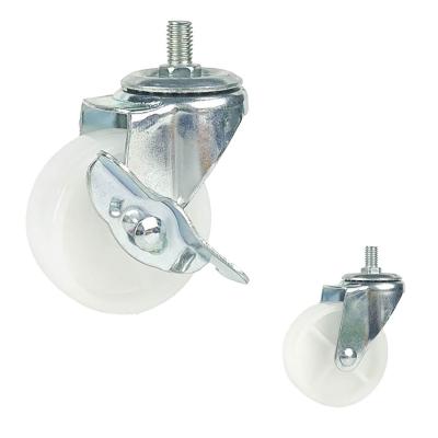 China swivel & PP Rigid Industrial Light Duty Galvanized White 50mm Swivel Fixed Side Brake Caster Wheel for sale