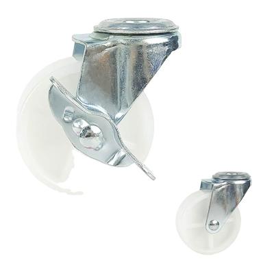 China swivel & 2 Inch Industrial Light Duty Rigid White PP Galvanized Swivel Fixed Brake Caster Side Wheel for sale