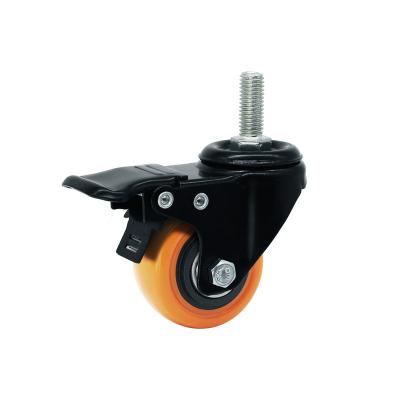 China swivel & 1.5 2 2.5 3 Inch Rigid Industrial Electrophoresis Finished Light Duty Orange PVC Swivel Casters for sale