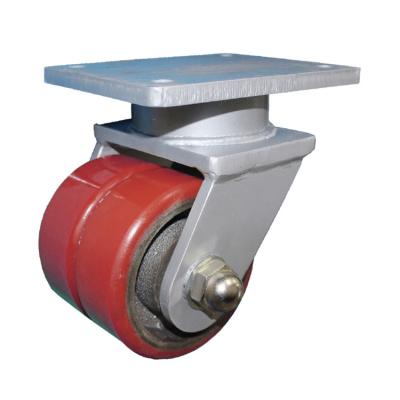 China swivel & Rigid Castors 4/5/6/8/10/12inch PU Iron Wheels Industrial Red Heavy Duty Core Polyurethane High Load Casters for sale