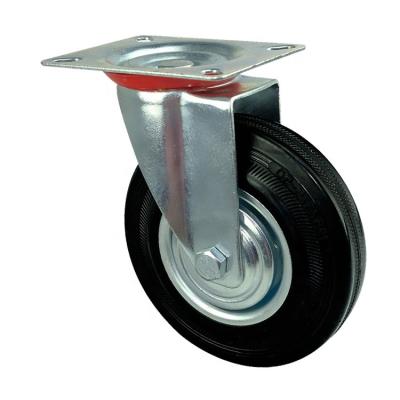 China swivel & China Manufacturer 3 - 10 Inch Industrial Black Rubber Swivel Plate Rigid Caster Wheel With Brake for sale