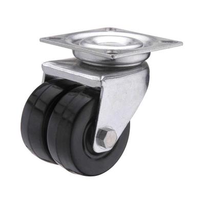 China swivel & Customized European Hot Selling Double Wheel Rigid 60 x 60 Mm Hard Rubber Material Top Plate Caster Wheels for sale