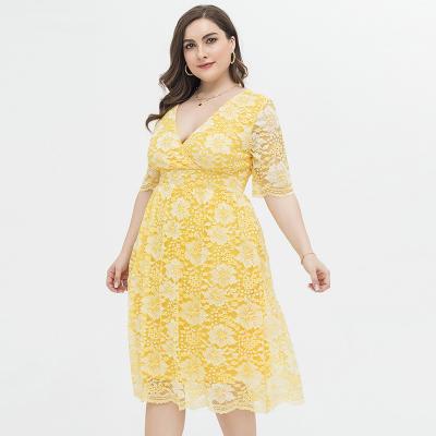 China Breathable Elegant Lace Plus Size Women's Dresses For Sexy Women for sale