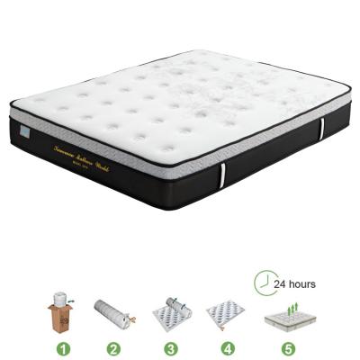 China Factory Price Supply Hypoallergenic Custom Luxury Sleeping King Queen Full Size Pocket Spring Hotel Bed Mattress In A Box for sale