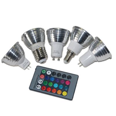 China Modern Remote Control Colorful LED RGB Spotlight RGBW E27 GU10 GU5.3 Memory Spot Supply 3w 5W Led Bulbs Lights for sale