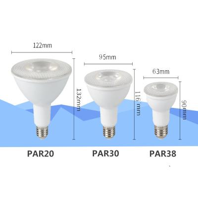 China Modern Led PAR30 PAR38 E27 Waterproof Dimmable With Lens Par Light CRI90 95RA 12W 15W 20W COB Spot Bulb For Landscape for sale