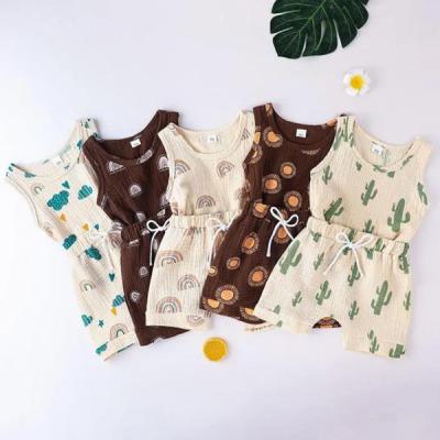 China Casual Casual Cactus Printing Leisure Multicolor Children's Vest Set With Optional Colors for sale