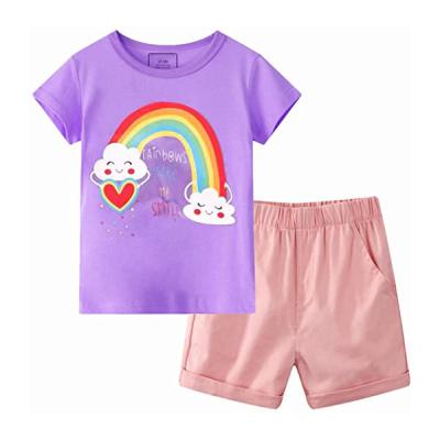 China Hot Selling Anti-Wrinkle Baby Daywear Newborn Infant Summer Clothes Girl Boy T-shirt Top With 3 Buttons Pants for sale