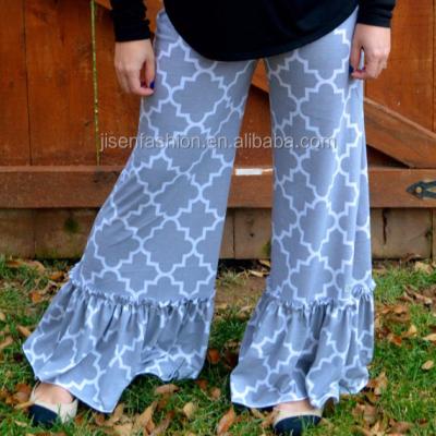 China newest anti-wrinkle fashion cotton ladies women adults ruffle pants for knitting loose quatrefoil ruffle pants for sale