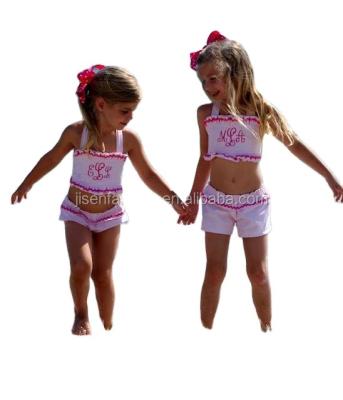 China Latest Breathable Cotton Seersucker Ruffle Children's Swimsuit Children's Swimsuit Breathable New Beach Suit for sale