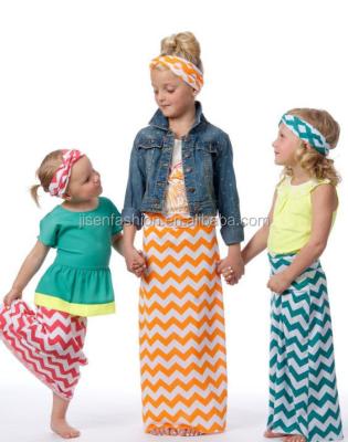 China Sale Girls Chevron Breathable Girls Maxi Skirts Kids Summer Warm Cotton Long Maxi Skirts for sale