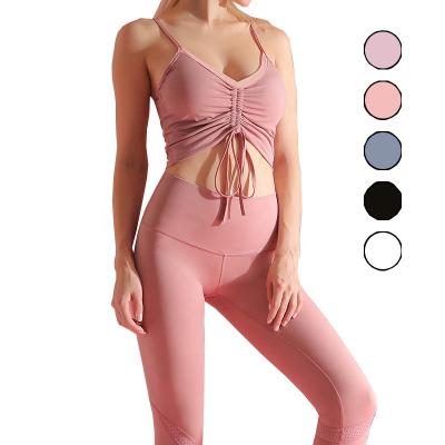 China 2020 New Style Women Yoga Tank Top Drawstring Breathable Halter Top Bras for sale