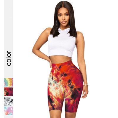 China 2022 Women Breathable High Waisted Tie Dye Butt Crac! crack! Leggings Digital Printing Yoga Sport Gym Shorts Yoga Short Wear for sale