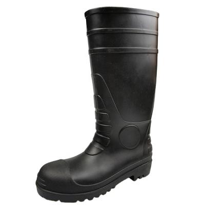 China High quality safety PVC black white yellow green black rain boots with steel toe with steel midsole for sale