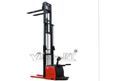 China Red 1.5T Electric Pallet Stacker With Full Free 3 - stages Mast for sale