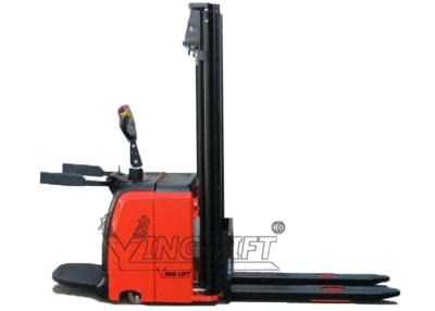 China Red And Black 1.5T Full Electric Pallet Stacker With Standing Steering for sale