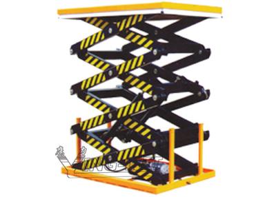 China Yellow And Black Four Scissor Electric Lift Table Capacity 400 - 800kg For Cargo Transferring for sale