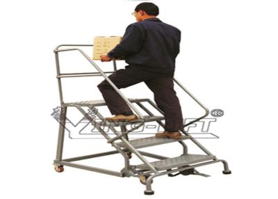 China Safety Foot Pedal 7 Step Industrial Warehouse Rolling Ladder , Fast & Easy Assembly for sale