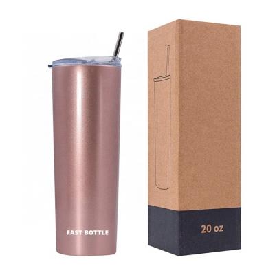 China Unbreakable Slim Car Cup Stainless Steel Skinny Tumbler 20 Ounce Double-Insulated Water Tumbler Cup Travel Slim Bottle For Hot Cold Drinks for sale