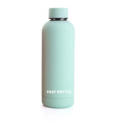 China Wholesale 500ml Sustainable LOGO Custom Leakproof Double Walled Vacuum Insulated Stainless Steel Travel Mug Sports Water Bottle With Lid for sale