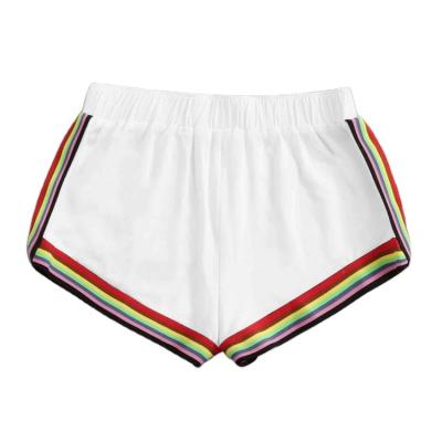 China Wholesale Breathable Fashion And Vitality Rainbow Striped Elastic Waist Sports Shorts for sale